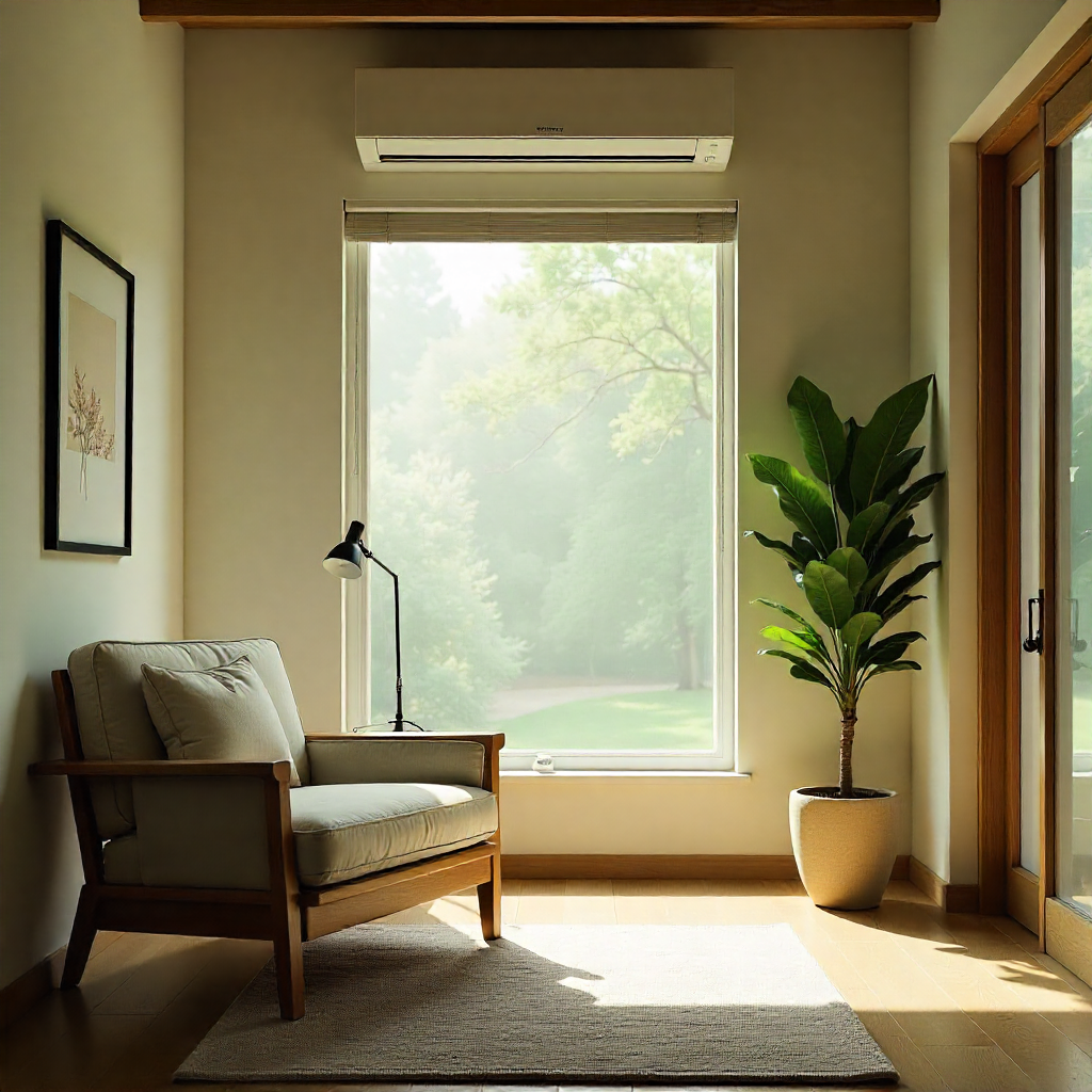 Modern air conditioning unit in modern interior